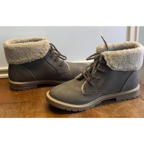 SONOMA Womens Gray Stone 11M Echidna Sherpa Cuff Hiking Ankle Boot - Picture 2 of 10